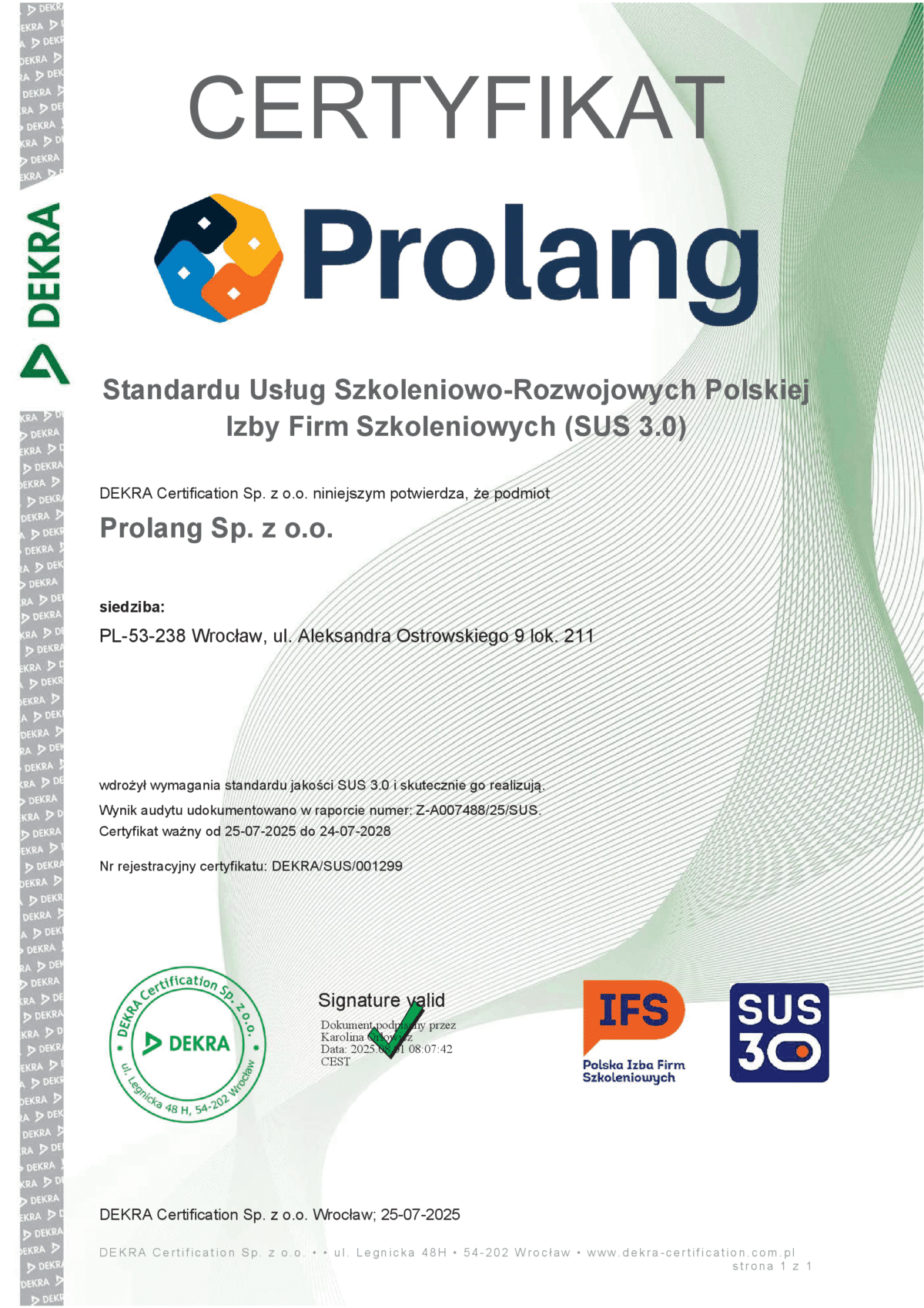 SUS certification 3.0